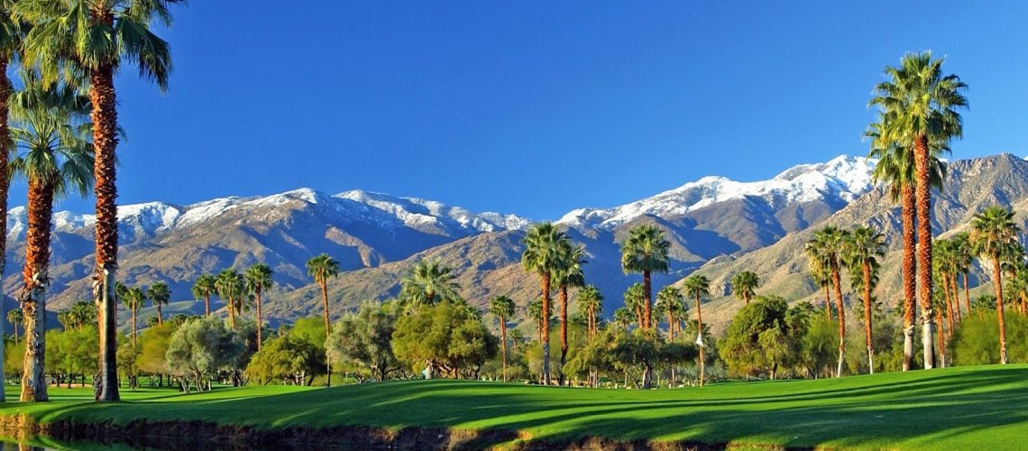 Palm Lake Golf Usa Springs Vista Oasis View Desert Mesquite Trees Course California Mountains Snow Peaks Club America Arizona Desktop Backgrounds Smoky